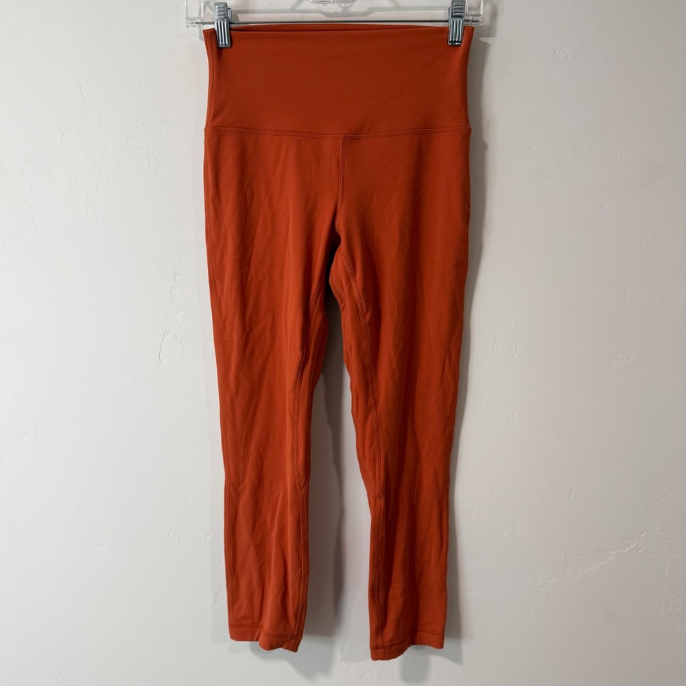Lululemon Womens Align High Rise Lined Crop 23" 6 Orange Excellent Nulu Leggings